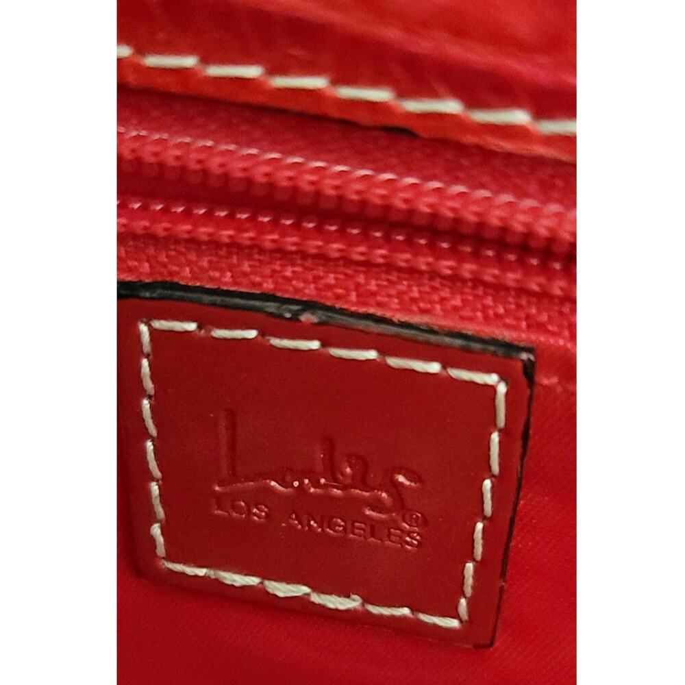 Vintage Lodis Los Angeles Crocodile Embossed Leather Small Cherry Red Handbag - Picture 7 of 8